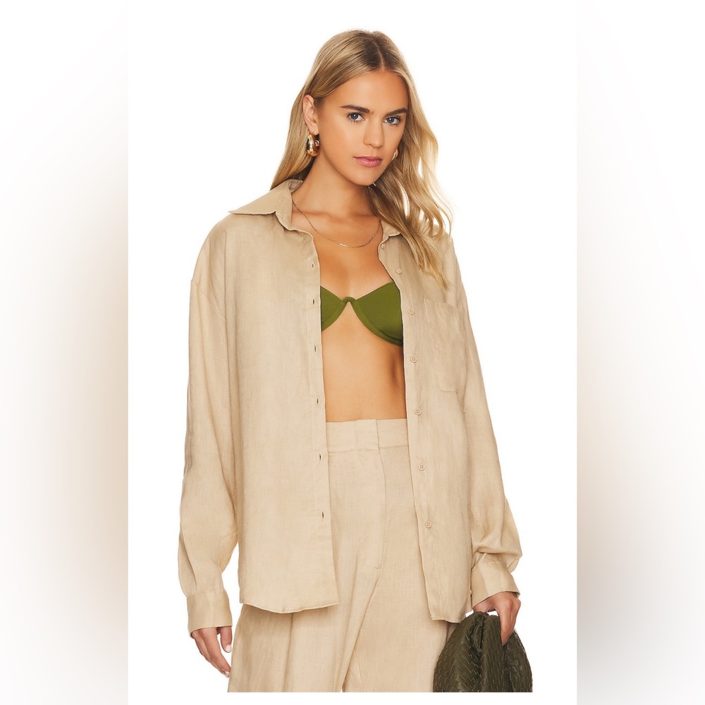 Aexae linen woven shirt beige small